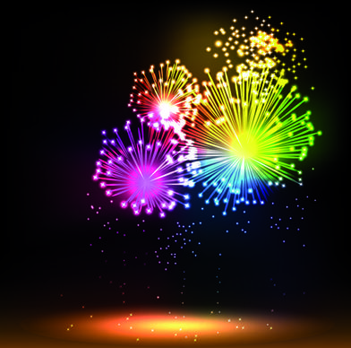 colorful fireworks design vector set