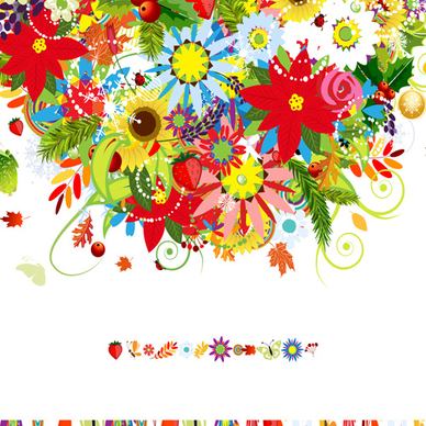 colorful flowers design elements vector