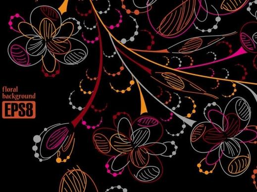colorful flowers line draft 05 vector