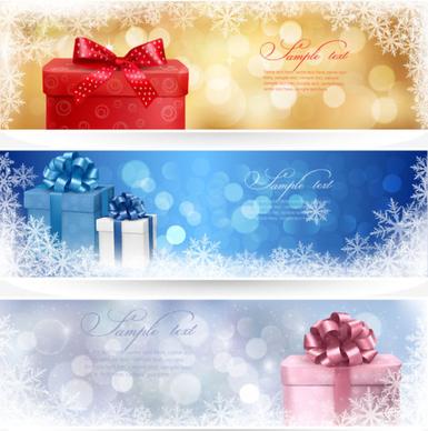 colorful gift box and banner design vector