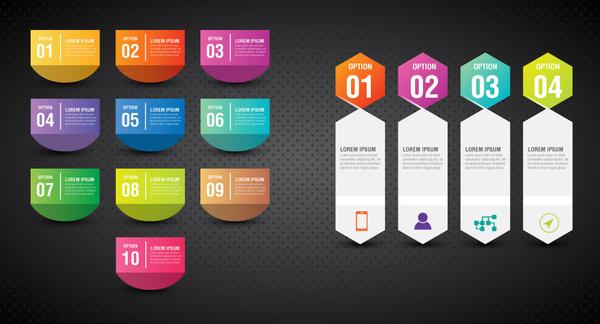 colorful inforgraphic sets illustration with vertical tabs