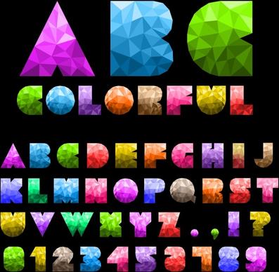 alphabet signs templates colorful low poly gem decor