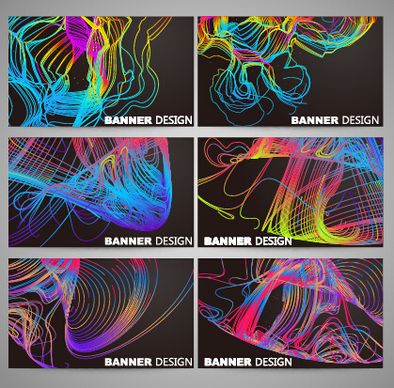 colorful line business card vector set
