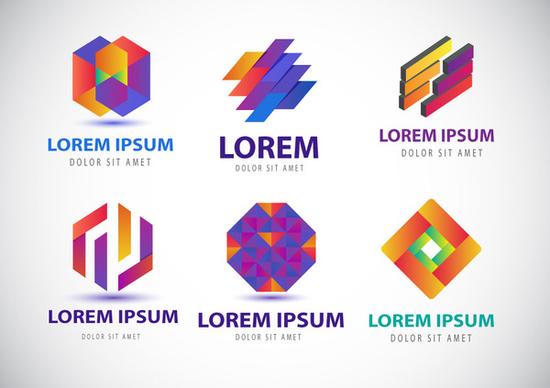 colorful logo design elements with modern abstract style