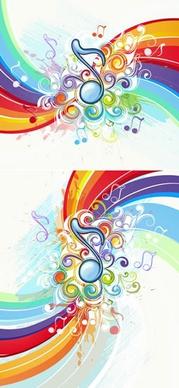 music backgrounds colorful dynamic notes swirled decor