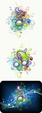 music background colorful dynamic design notes ornamental