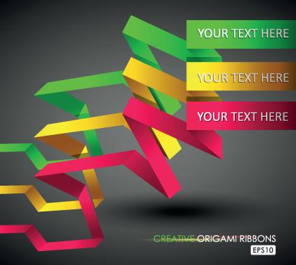 colorful origami ribbons design vector graphics