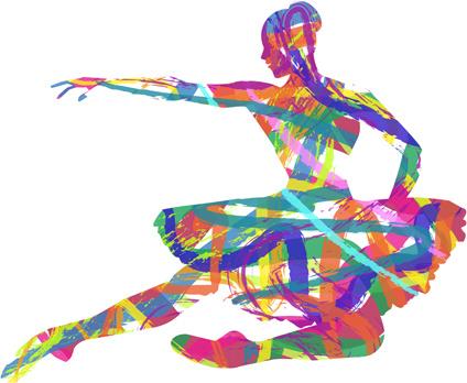 colorful paint with girl dancing vector