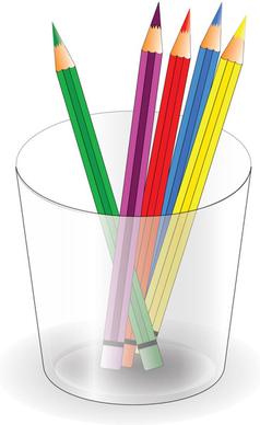 colorful pencil and pencil barrel vector