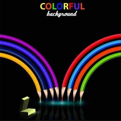 colorful pencil with black background vector