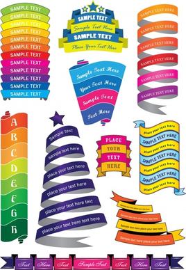 decorative ribbon templates colorful modern 3d curled shapes
