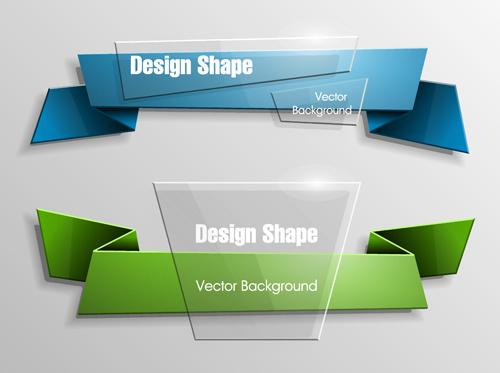 colorful shape with glass banners vector set