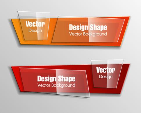 colorful shape with glass banners vector set