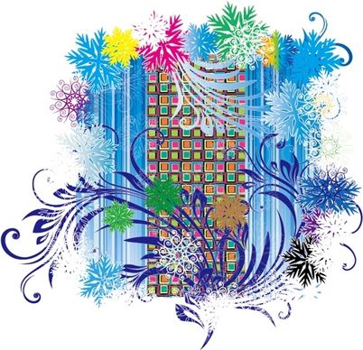 colorful snowflakes vector