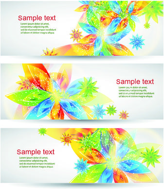 colorful spring leaves banners vector
