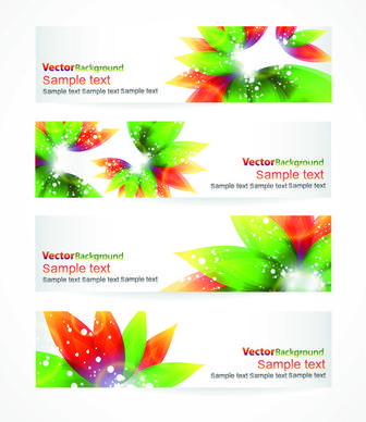 colorful spring leaves banners vector