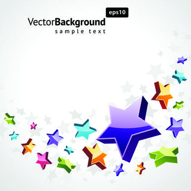 colorful stars with backgrounds vector set