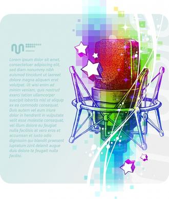 music background template microphone sketch colorful dynamic sketch