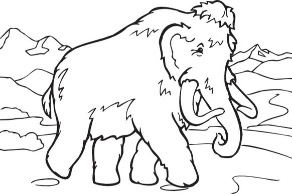 Coloring Book Mammoth clip art