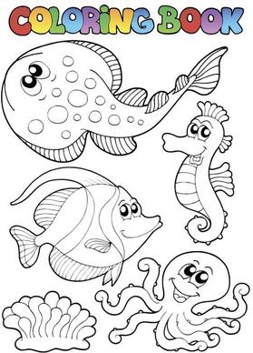 coloring picture sea world vector template