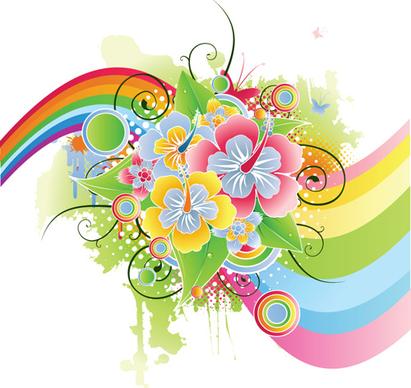 colors floral object vector backgrounds