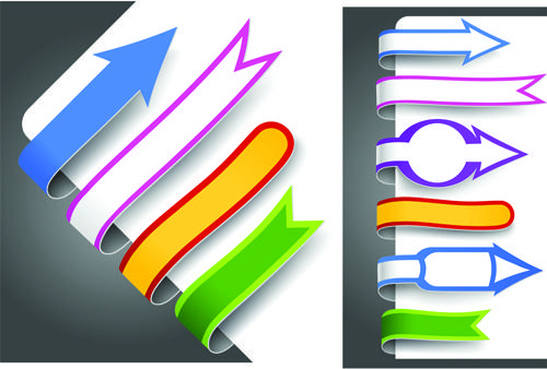 colour bookmarks with arrow vector graphics