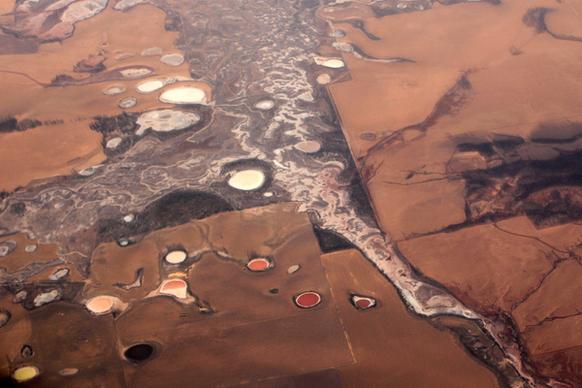 coloured salt lakes western australia from the air