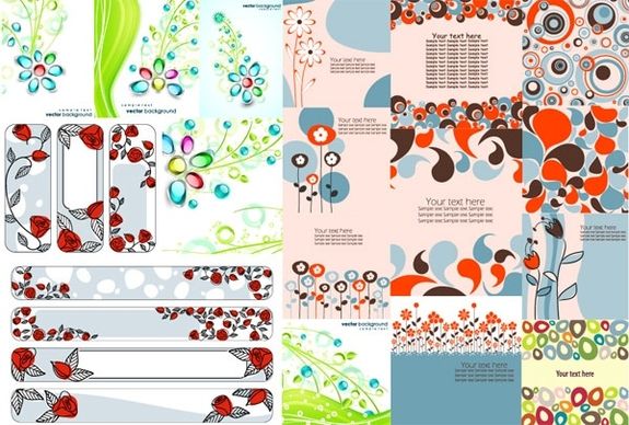 combination of 17 flower theme vector