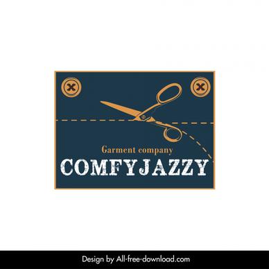 comfyjazzy garment company logo template flat classic dynamic scissors cutting sketch