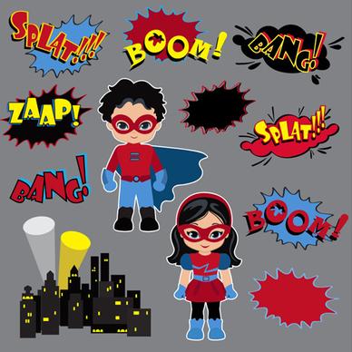 comic characters with speech bubbles vector