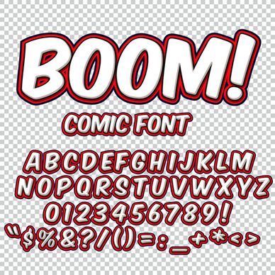 comic styles alphabet with numbers and symbol vector set