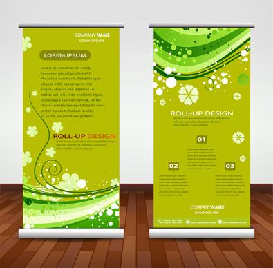 company banner illustration with artistic roll up design