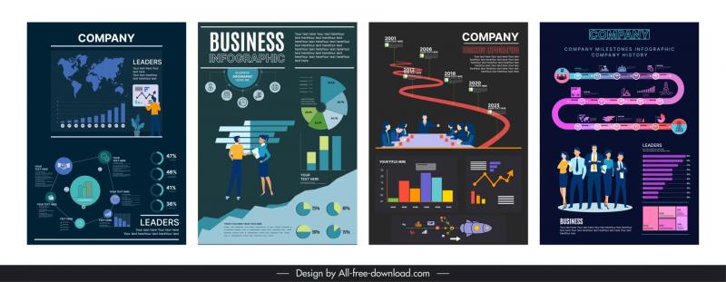 company infographic templates dark elegance 