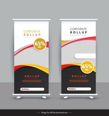 company promotional roll up banner template elegant contrast checkered curves