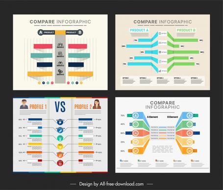 compare infographic templates collection elegant flat 3d modern 