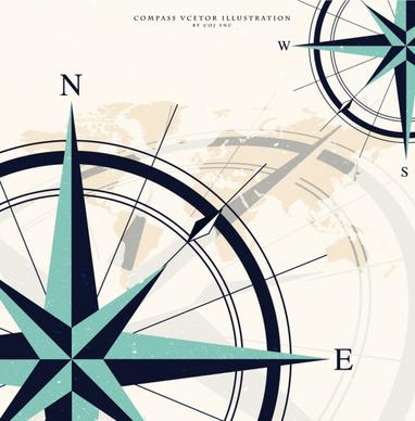 compass background circle sharp arrows retro design