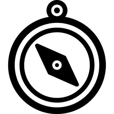 compass sign icon flat contrast black white geometric outline