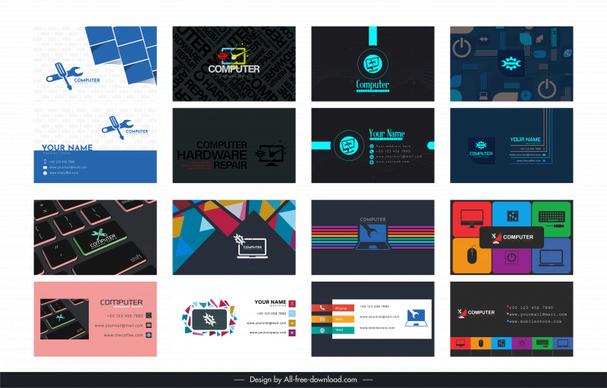 computer business card templates collection elegant modern