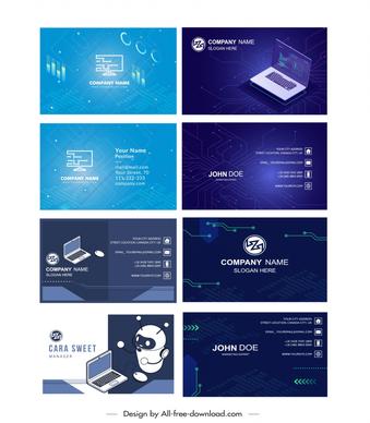 computer business card templates collection modern elegant computing elements