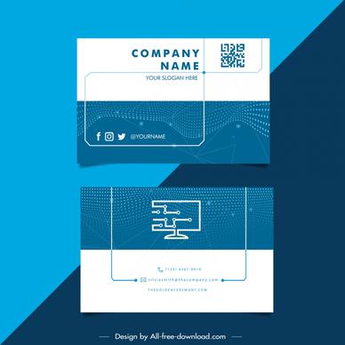 computer business card templates curves dots connection  