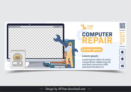 computer repair banner template dynamic worker computer elements