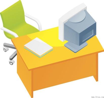 computers office furniture vector