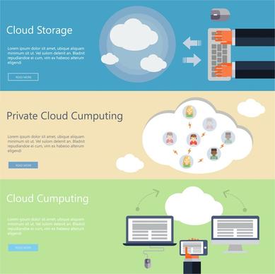 computing cloud concepts design with colored flat design