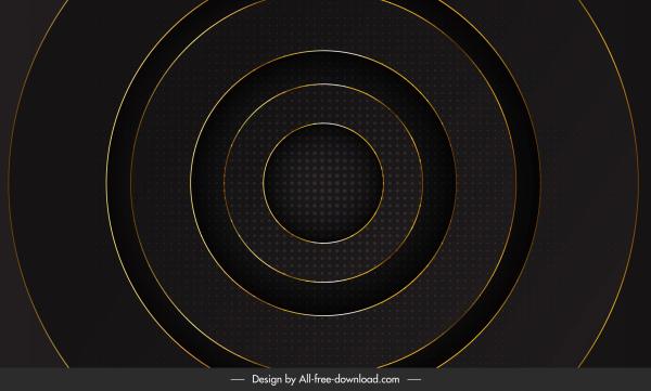 concentric circles background template flat dark black design
