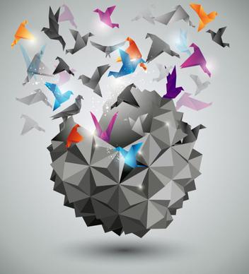 concept paper cranes vector backgrounds