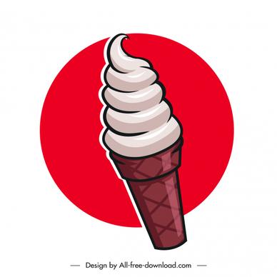 cone ice cream icon shiny flat classic shape