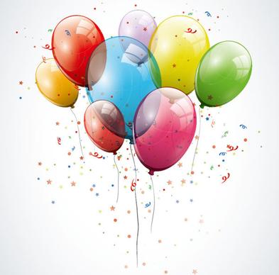 confetti and colored balloons holiday background