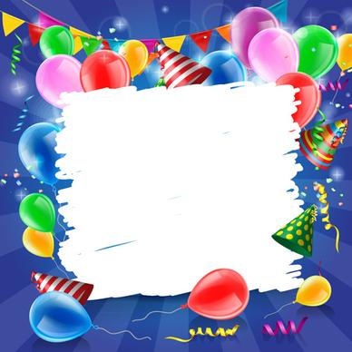confetti with colored balloons birthday background