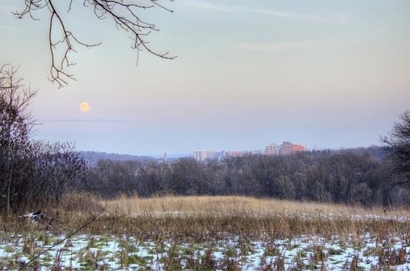 conservatory city and moon in madison wisconsin