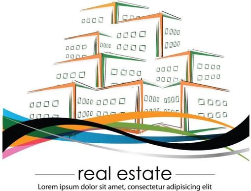construction and real estate simple pen drawing 03 vector